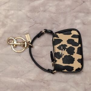 NWT Coach Mini Nolita Leather Bag Charm Key Chain With Leopard Print CX073